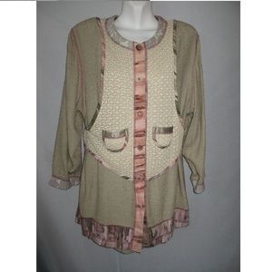 3-pc suit JACKET TOP SHIRT blouse SHORTS Sz S M